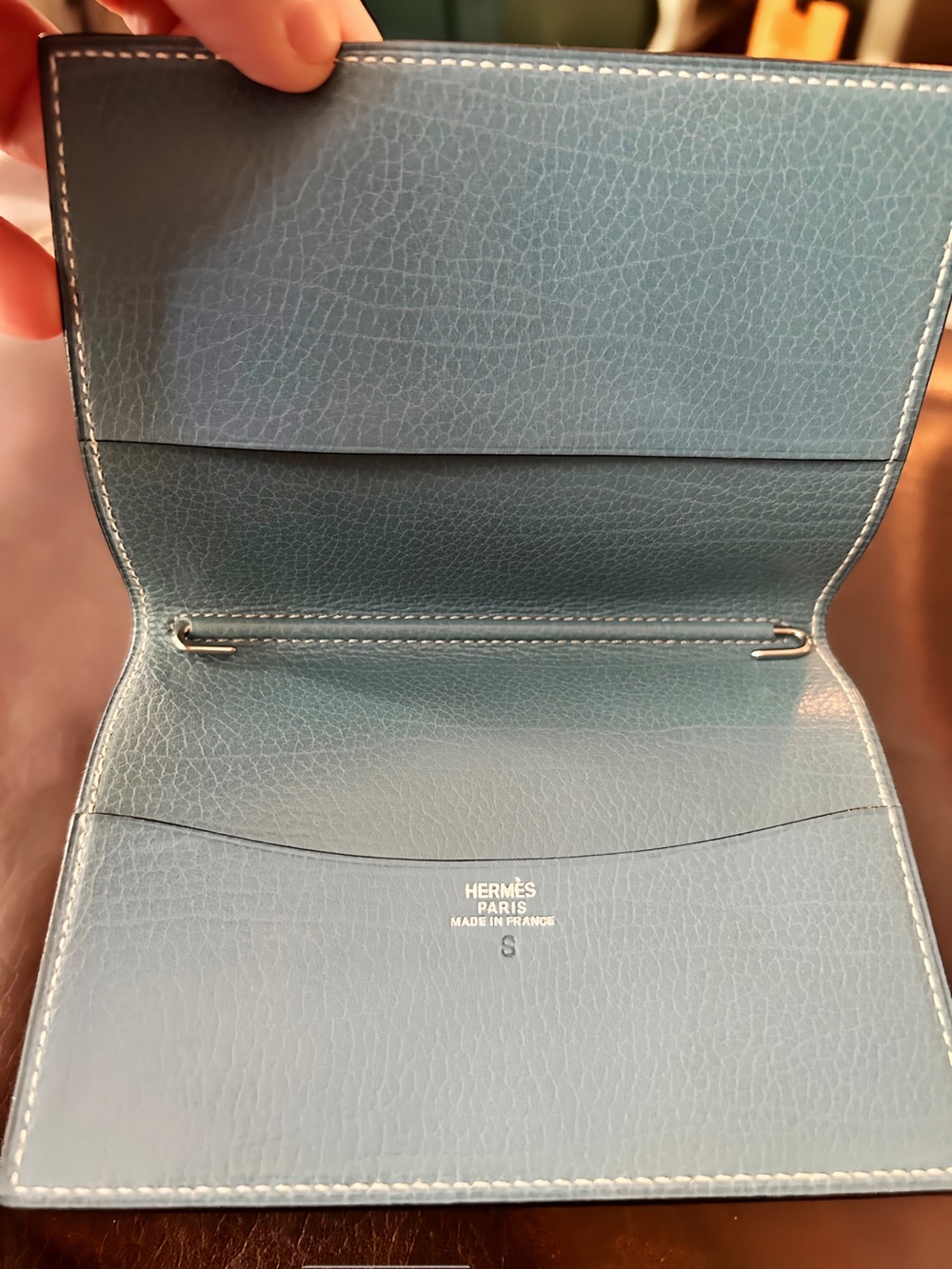 Hermes Blue Leather Passport Holder – Classic Parisian Style